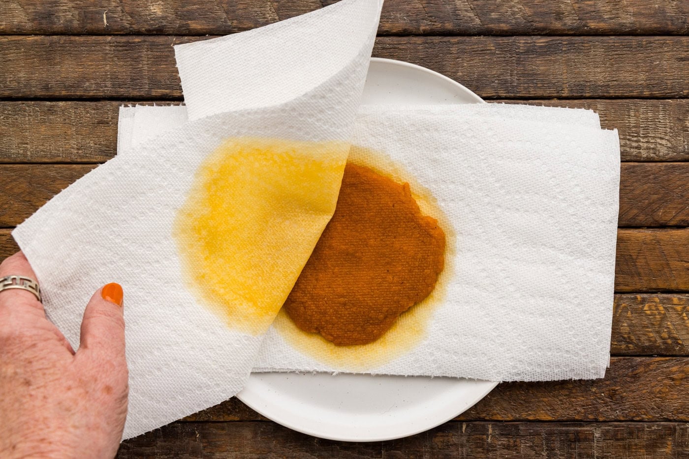 removing paper towel after blotting pumpkin