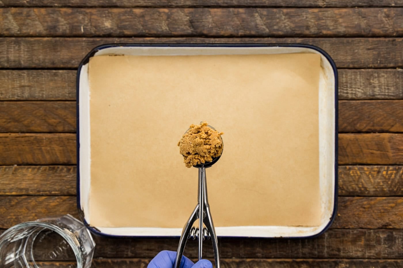 Pumpkin Truffles batter in cookie scoop