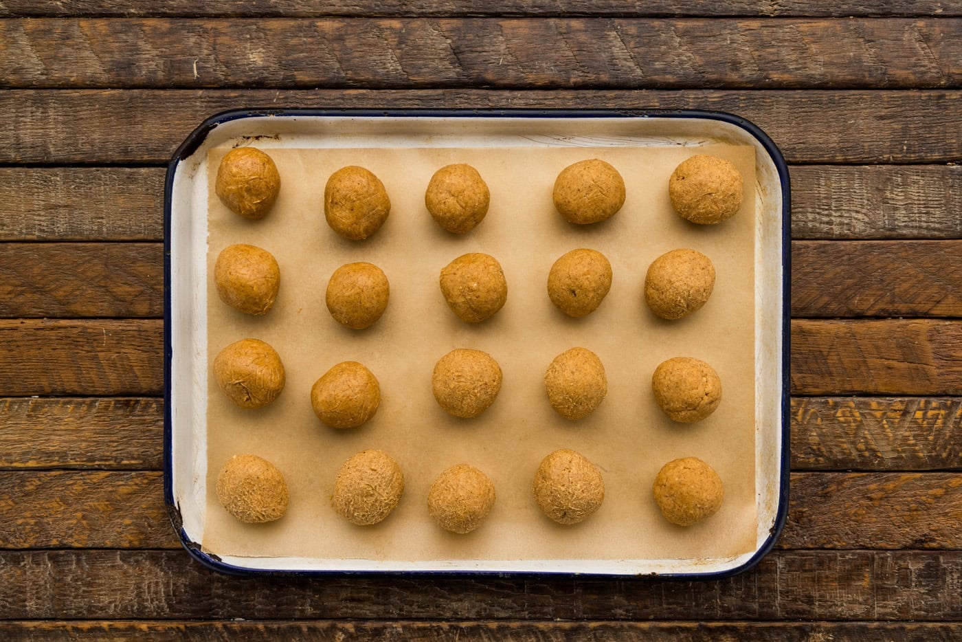 Pumpkin Truffles rolled and plced on tray