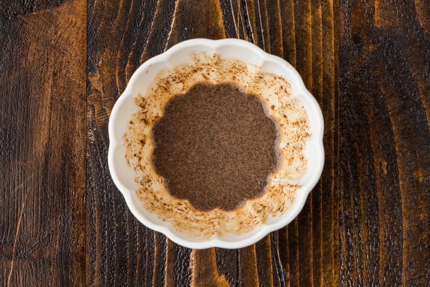 Pumpkin pie spice whisked into Irish cream to make a smooth paste with no dry specks